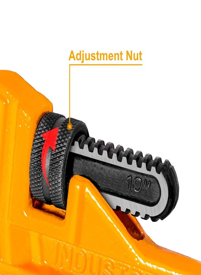 INGCO Pipe Wrench, 12" Heavy Duty Straight Pipe Wrench, 42mm Max Clamping Diameter, Adjustable Plumbing Wrench, Drop Forged, Soft Grip Plumbing Wrench - Image 3